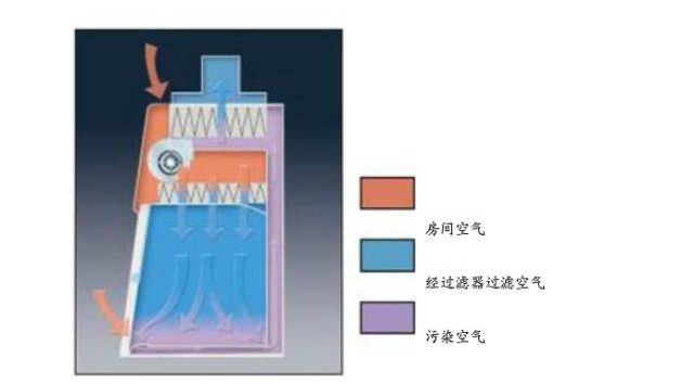 二级B2型生物安全柜气流示意图